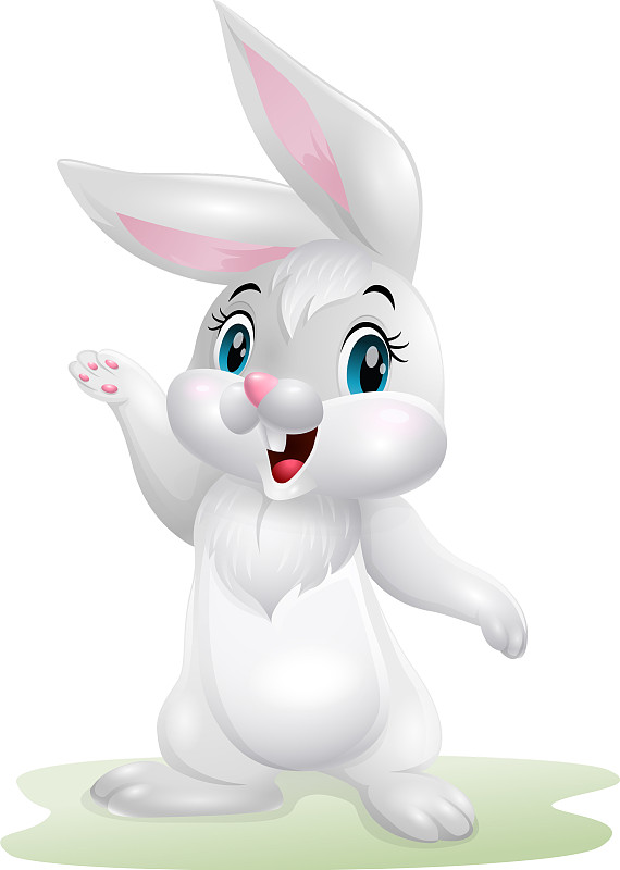 卡通快乐的兔子在草地上图片下载