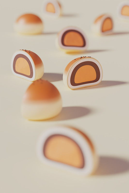 3D渲染蛋黄酥中式美食糕点插图图片下载