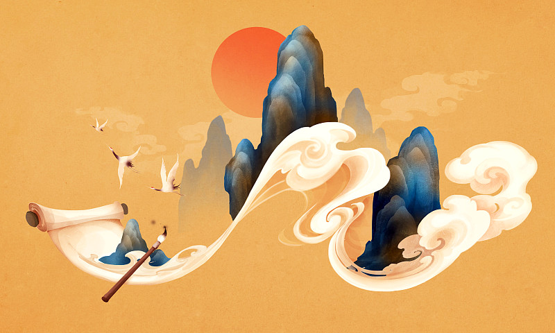 插画，中国文化，山水下载
