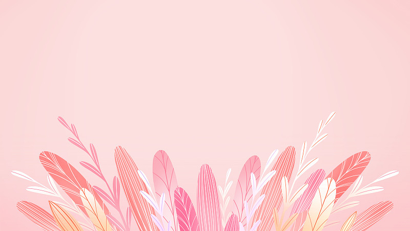 粉色植物插画卡通背景下载