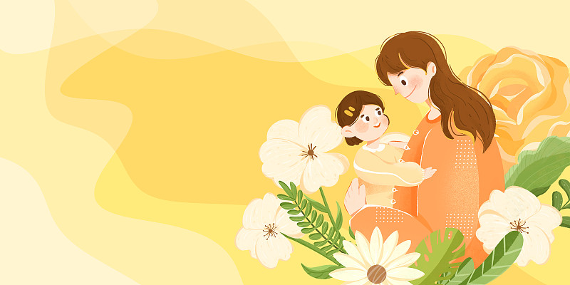 母亲节花朵装饰插画图片