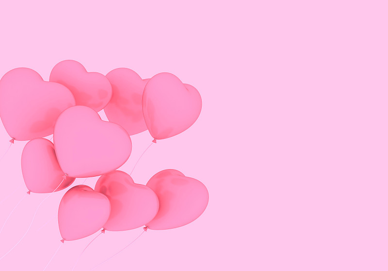 粉色爱心气球立体模型图片素材