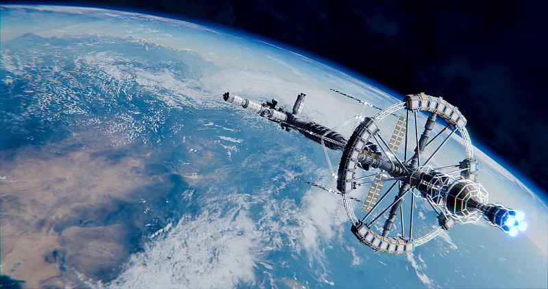 3D太空空间站高清插图插画图片