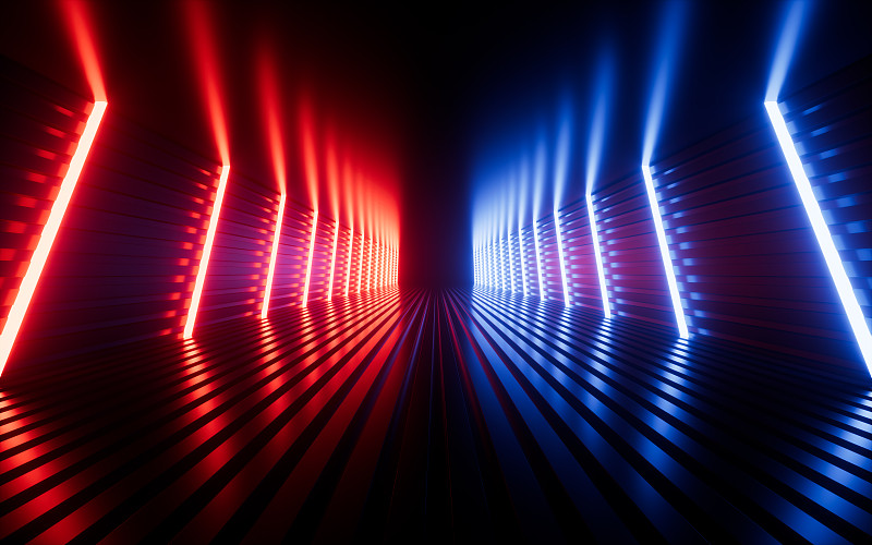 霓虹光线隧道背景3D渲染图片下载