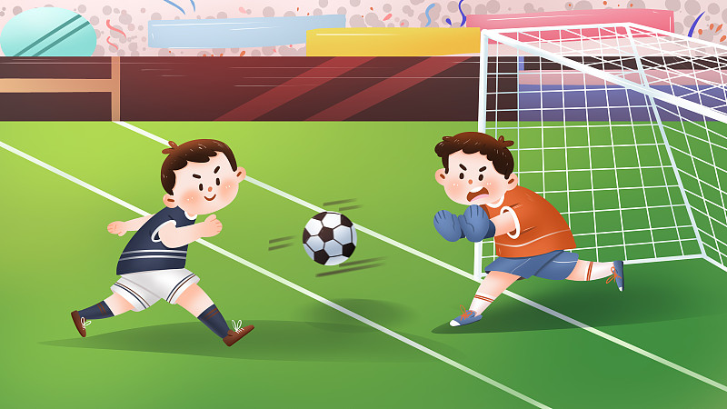 足球比赛之即将进球和守门员插画下载