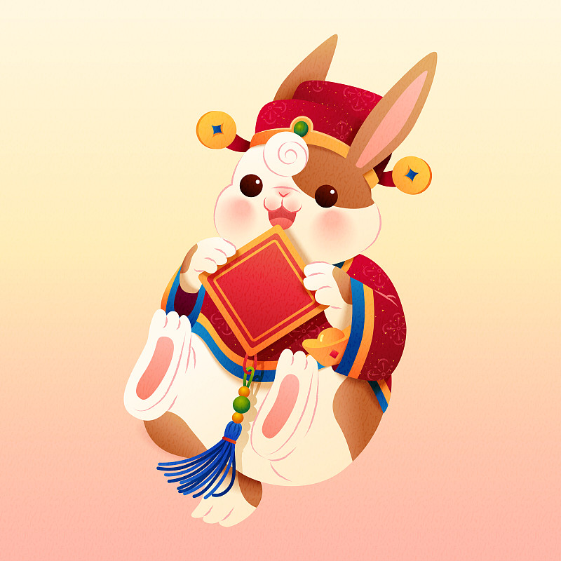 可爱兔子穿传统服饰素材图片下载
