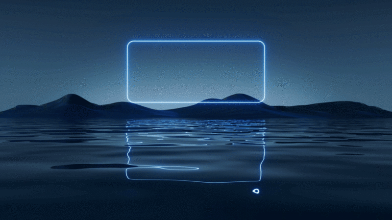 水面上的霓虹灯光线条3D渲染插画下载