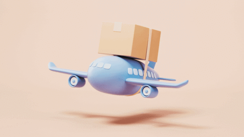 飞机与物流运输循环动画3D渲染图片下载