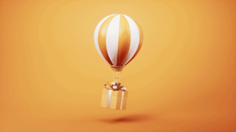 热气球与礼物盒循环动画3D渲染图片下载