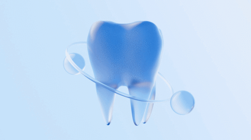 蓝色玻璃材质牙齿3D渲染图片下载