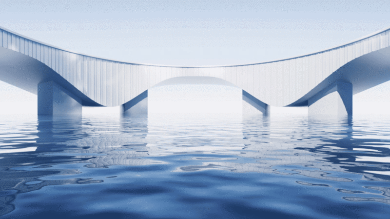 创意简约建筑与水面3D渲染图片下载
