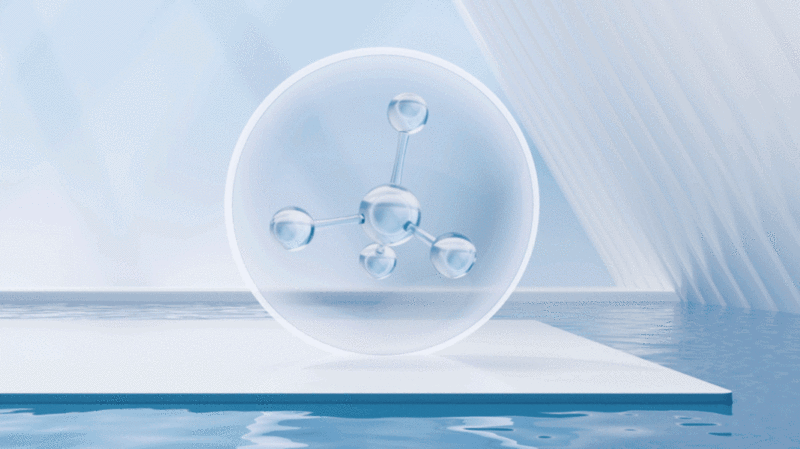 水面上的分子3D渲染插画下载