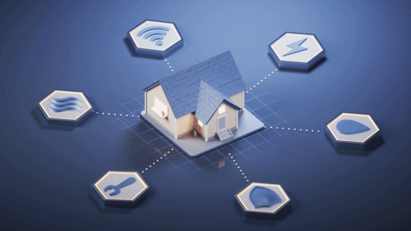 住房与物业管理服务概念3D渲染插画下载