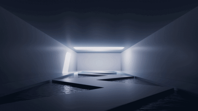 现代建筑室内水面空间3D渲染图片下载