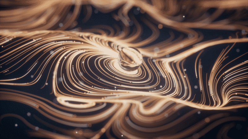 流动的金色粒子曲线3D渲染图片下载