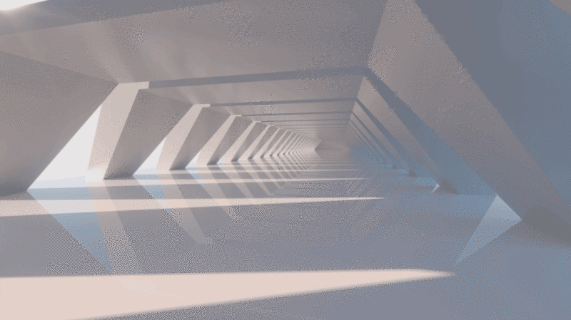 白色几何体走廊隧道插画下载