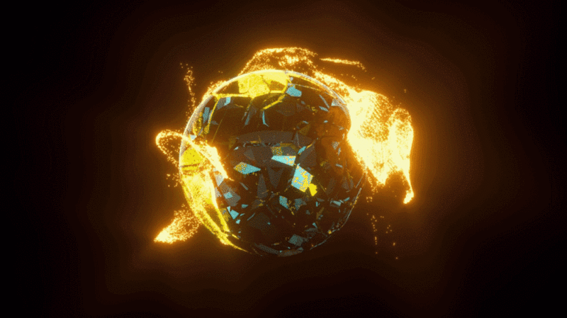 虚拟星球与发光燃烧的粒子插画下载
