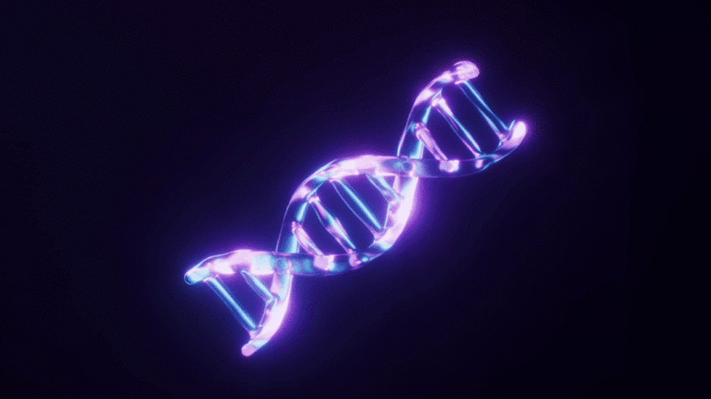 生物DNA与霓虹灯光效果循环动画3D渲染图片下载