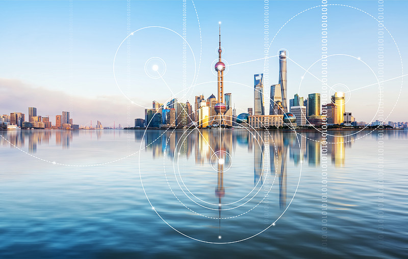 上海城市风光大数据概念图片下载