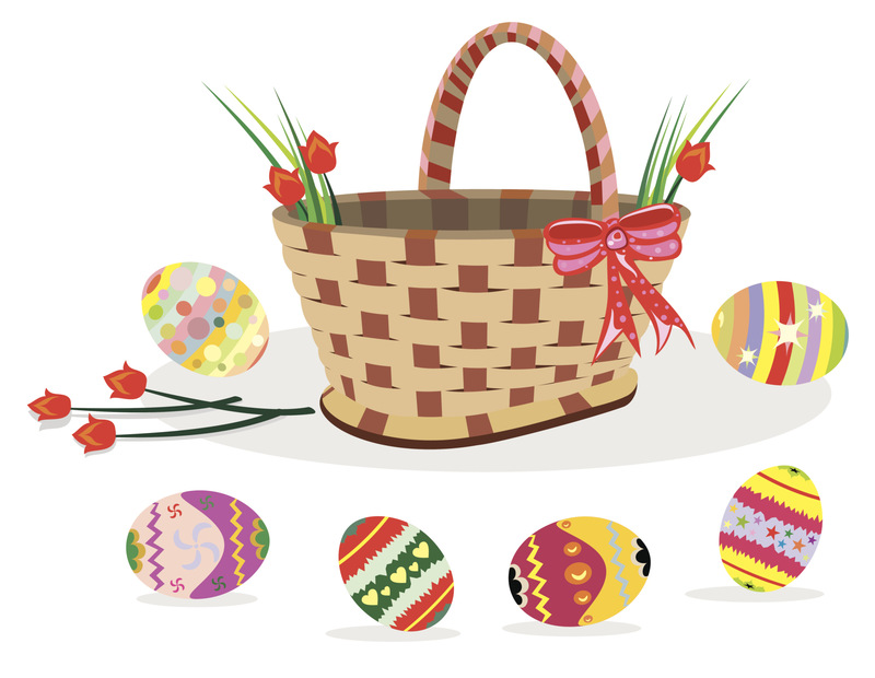 复活节彩蛋和篮子图片下载