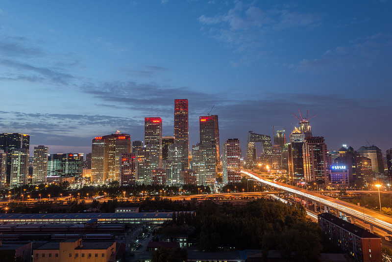 黄昏俯瞰北京天际线图片素材