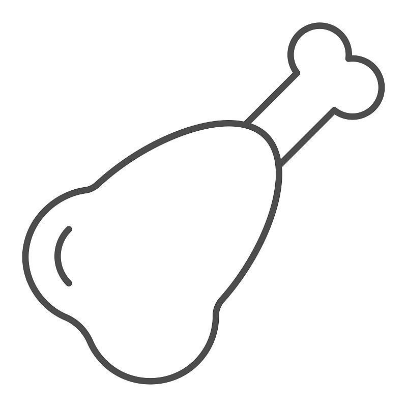 肉载体插图孤立在白色油炸火鸡腿轮廓风格设计,专为网页和应用设计