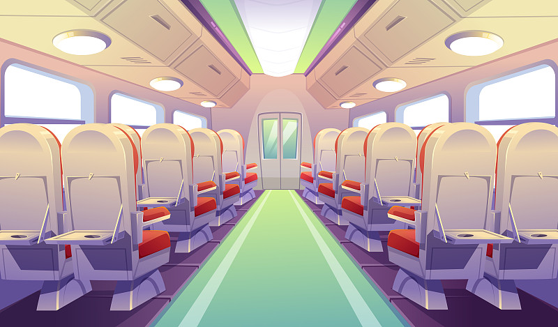 空的公共汽车，火车或飞机内部座椅图片下载