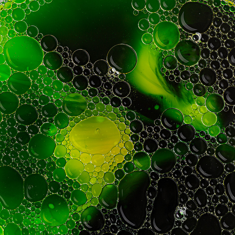 绿色和黄色的抽象背景与气泡图片素材
