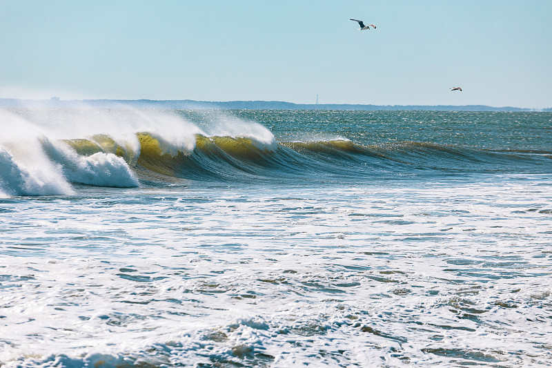风景的波浪打破在纽约市东海岸图片下载