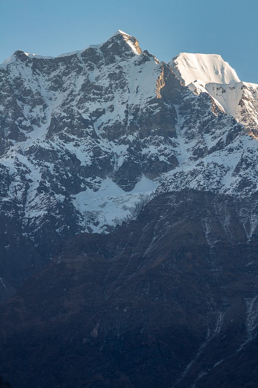 雪顶喜马拉雅-品达里冰川徒步旅行- 2018年10月档案图片素材