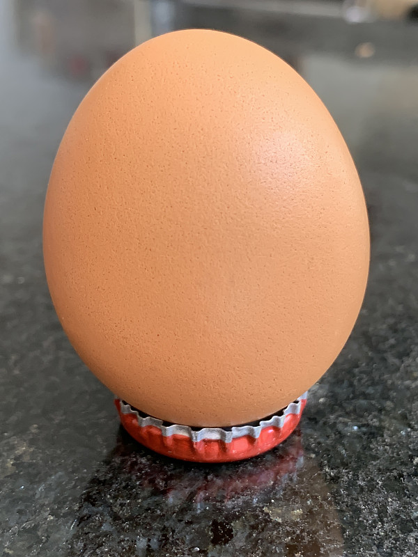 鸡蛋盖在瓶盖上图片素材