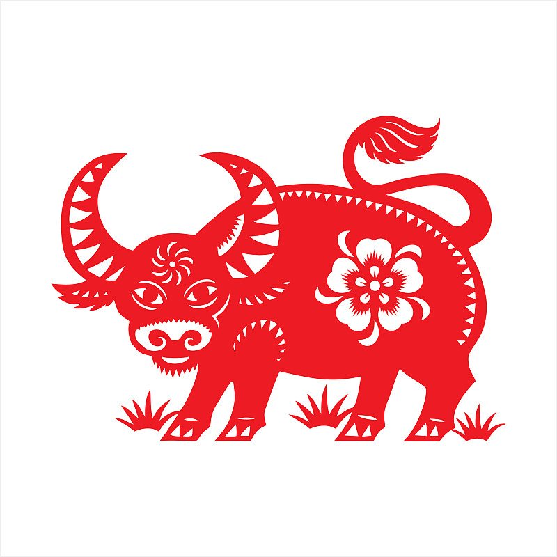 Ox papercut, Year of the Ox, 2021, Happy New Year, Chinese New Year图片素材