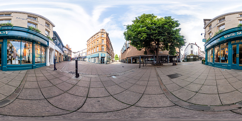 这是诺福克郡诺维奇市伦敦大街上的360度球形全景图图片下载