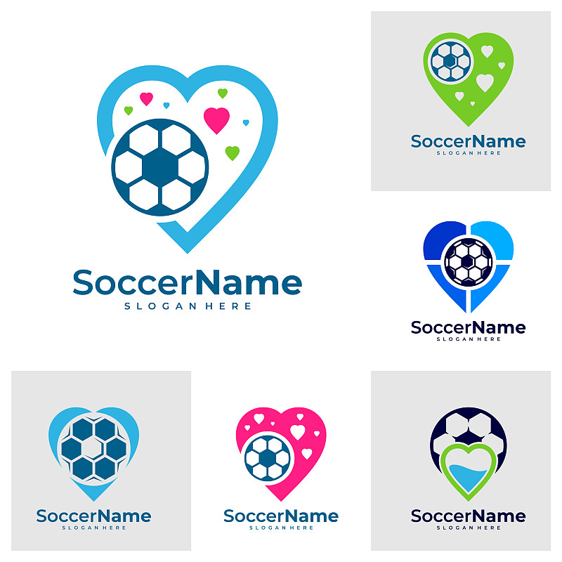 集爱足球标志模板，爱足球标志设计矢量图片下载