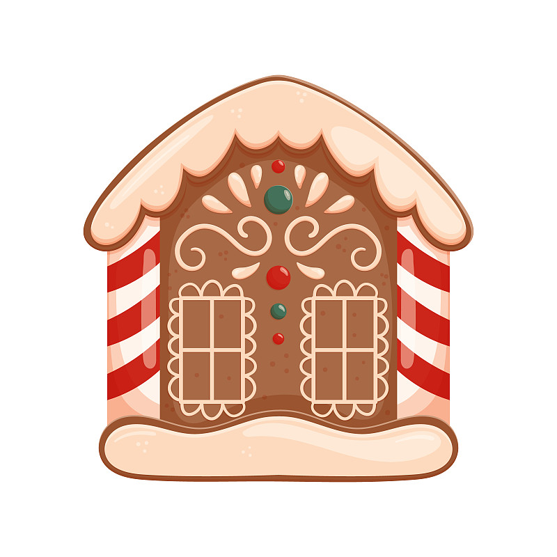 姜饼屋与糖霜装饰，圣诞饼干的冬季节日庆祝孤立在白色背景图片下载