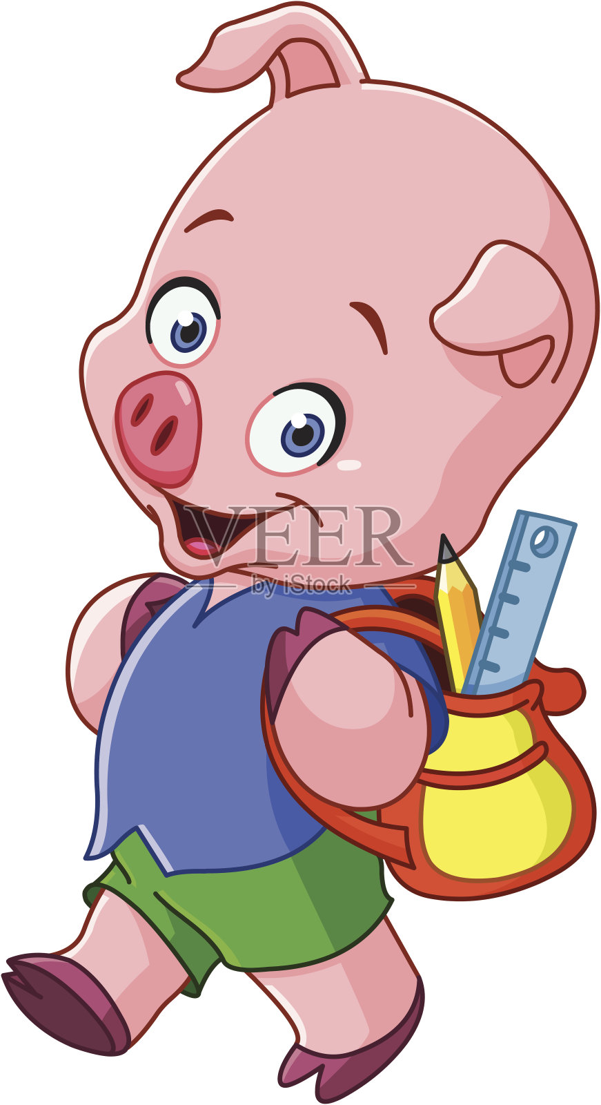 学校的猪插画图片素材