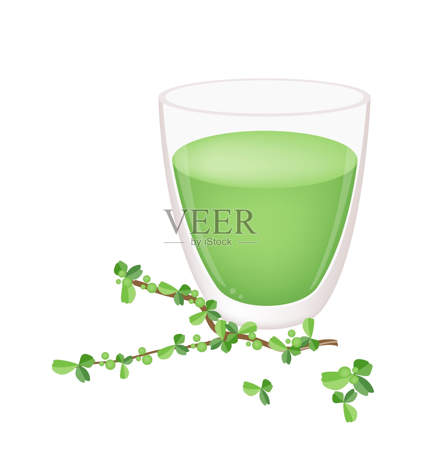 一杯绿叶绿茶设计元素图片