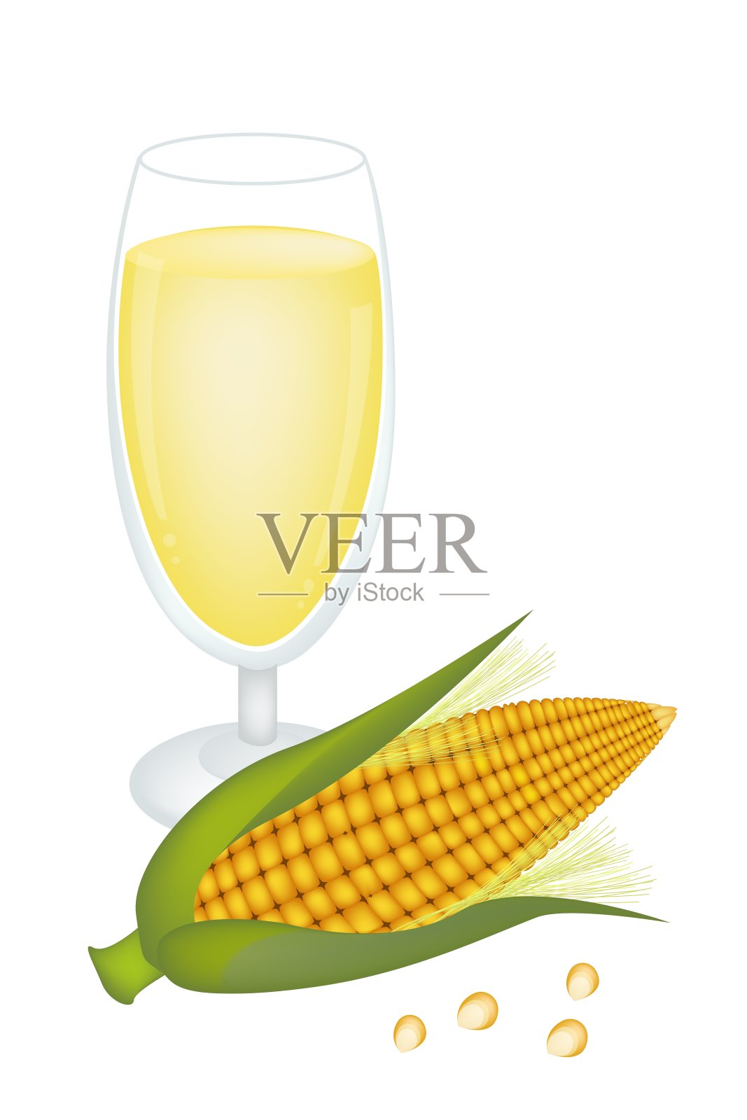 一杯玉米汁和新鲜的甜插画图片素材