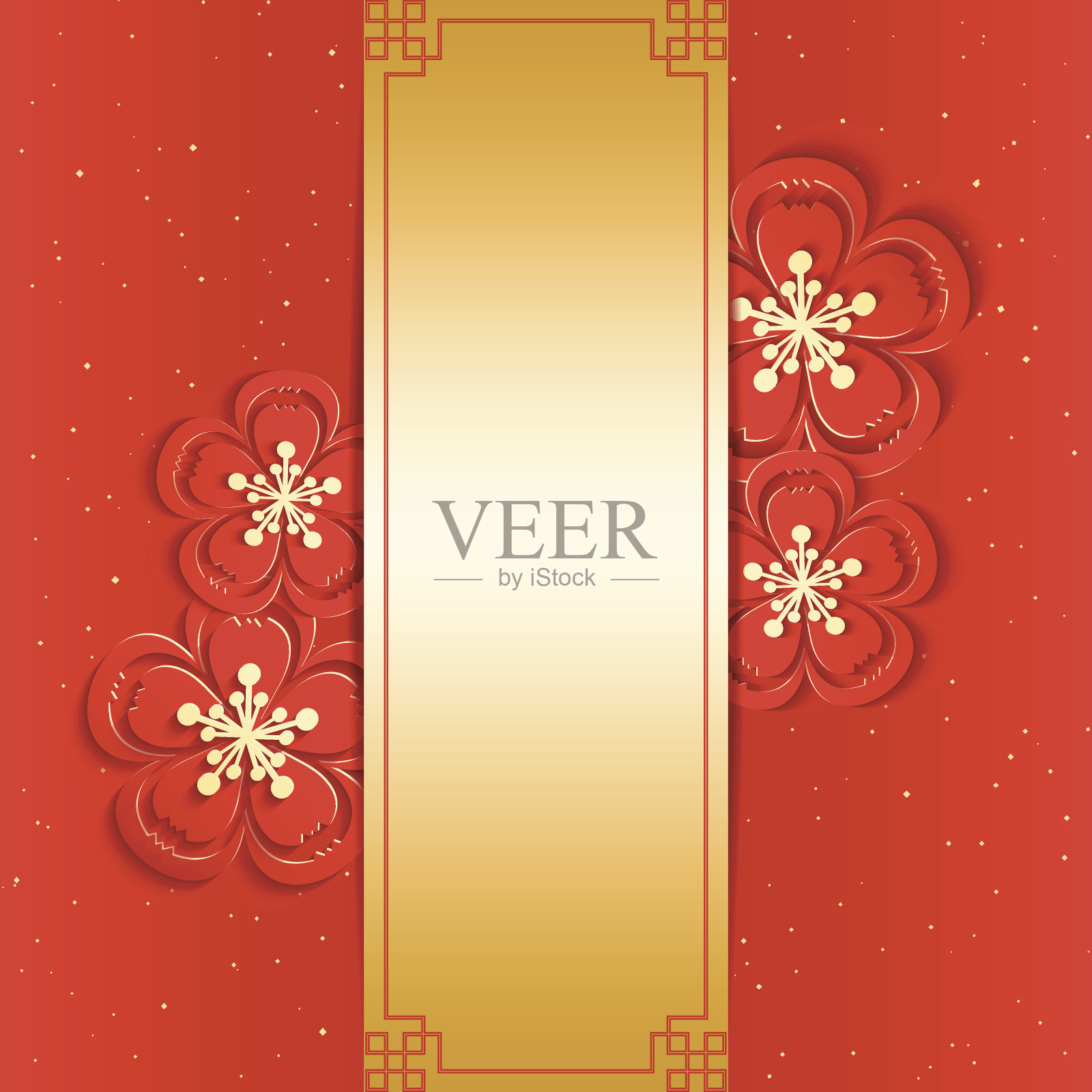 简单而美丽的中国新年贺卡设计模板素材