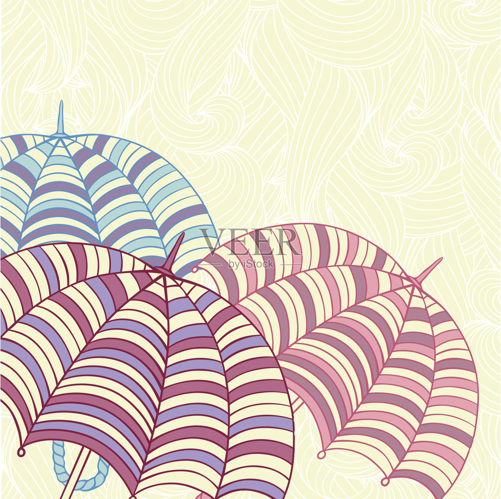 设计元素与可爱的雨伞插画图片素材