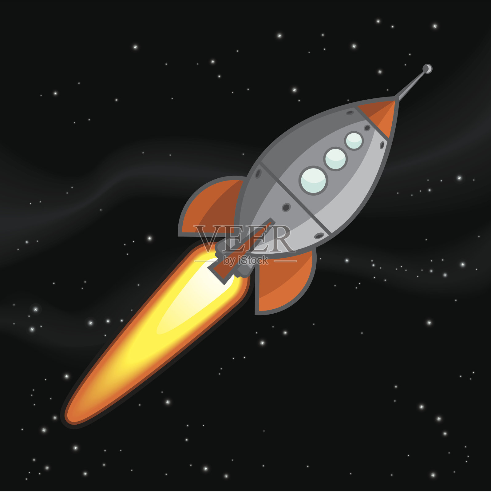 火箭飞船在太空飞行!插画图片素材