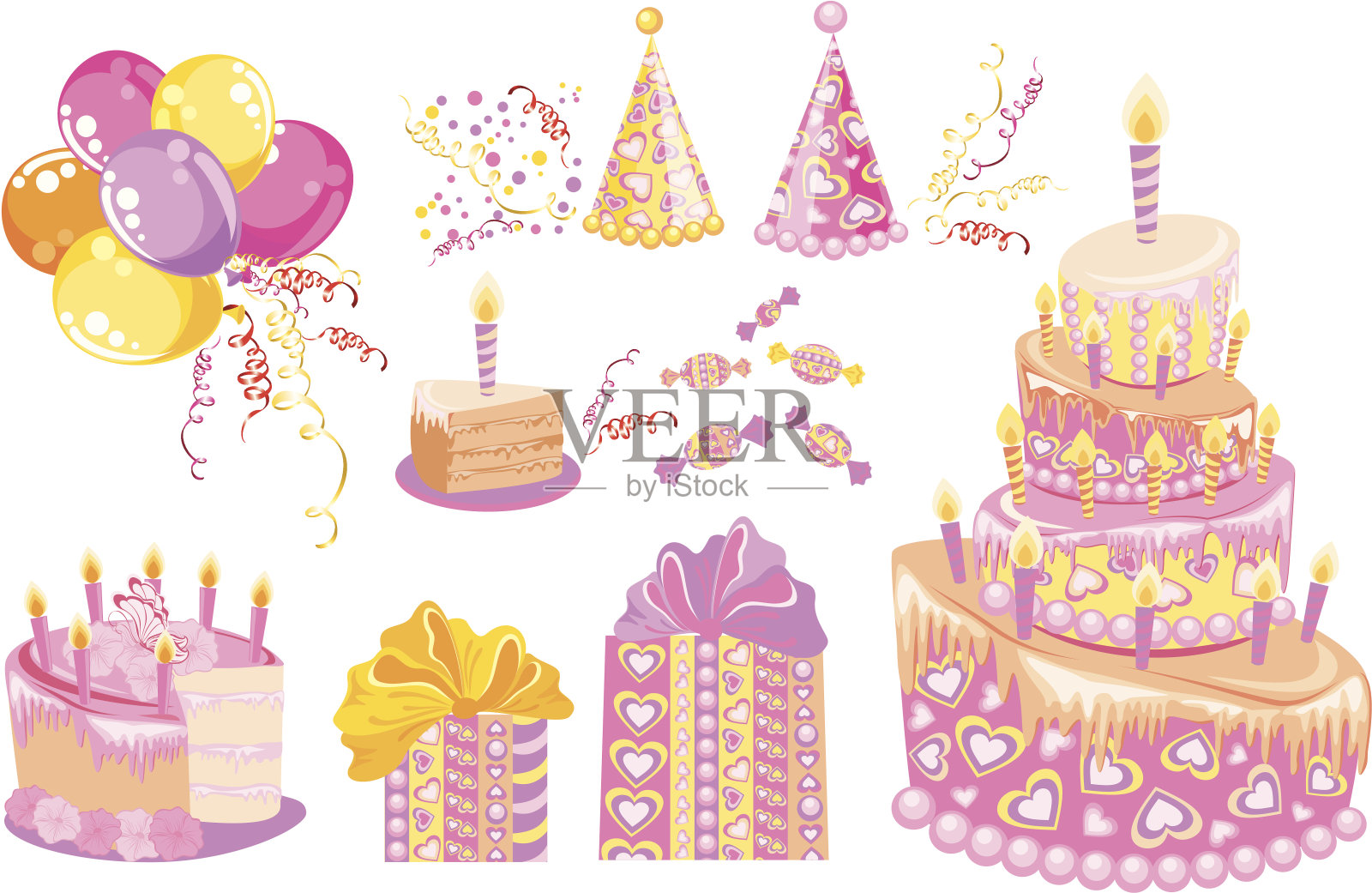 生日聚会的甜蜜套装插画图片素材