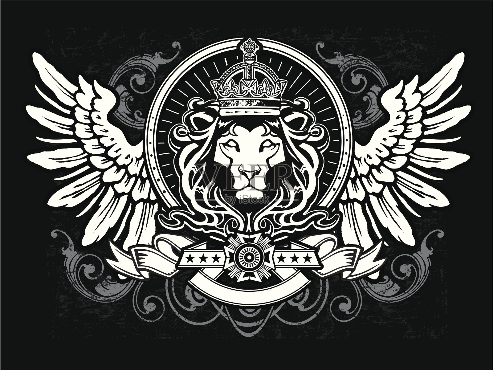 纹章狮子与繁荣插画图片素材