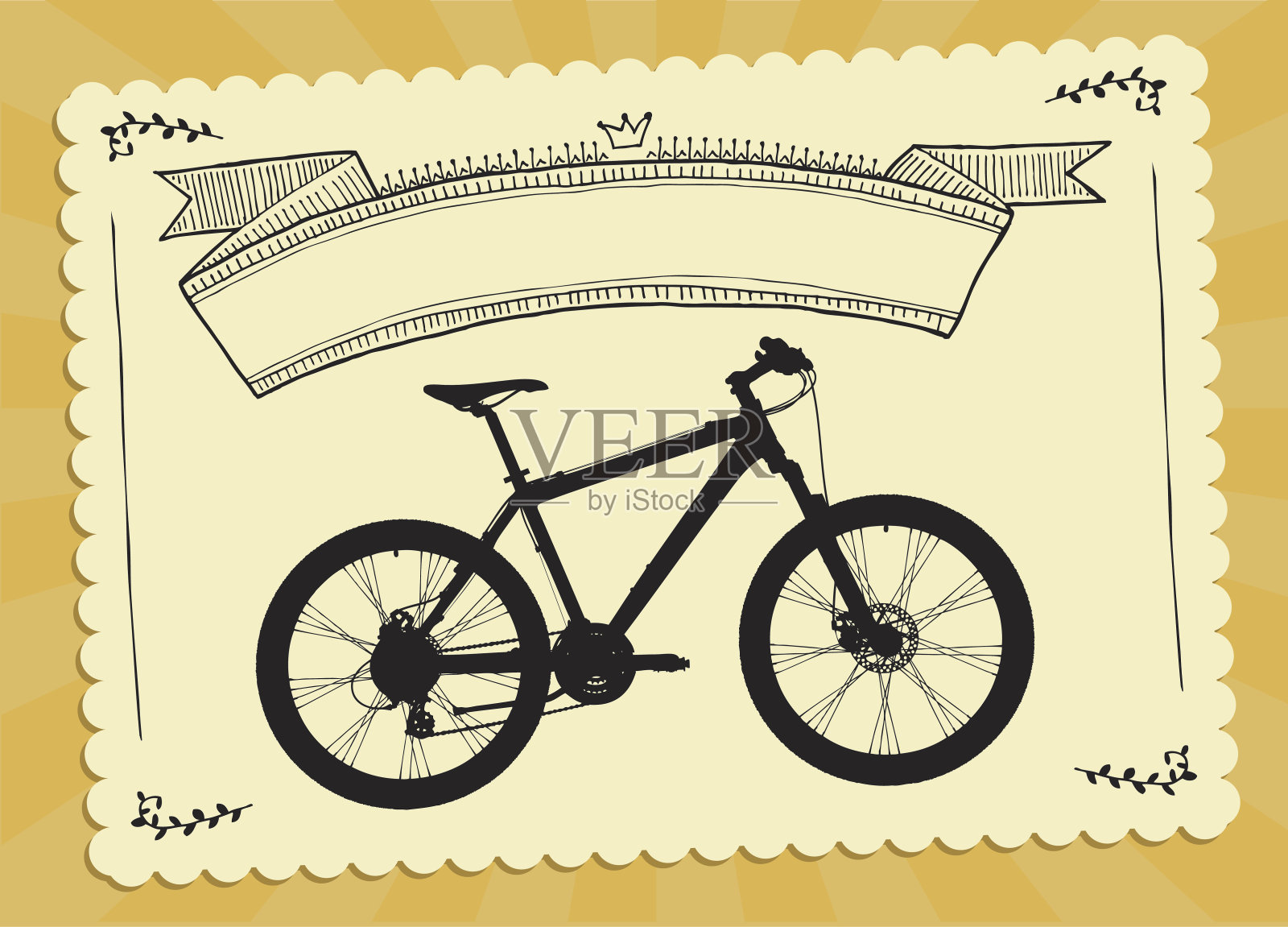 古董自行车Cardpostal插画图片素材