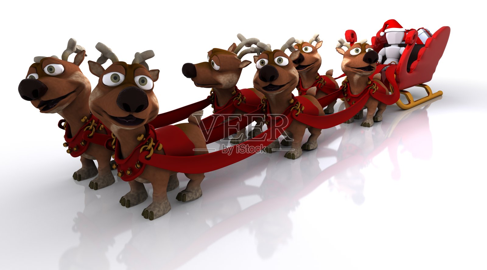 圣诞老人的雪橇和驯鹿插画图片素材