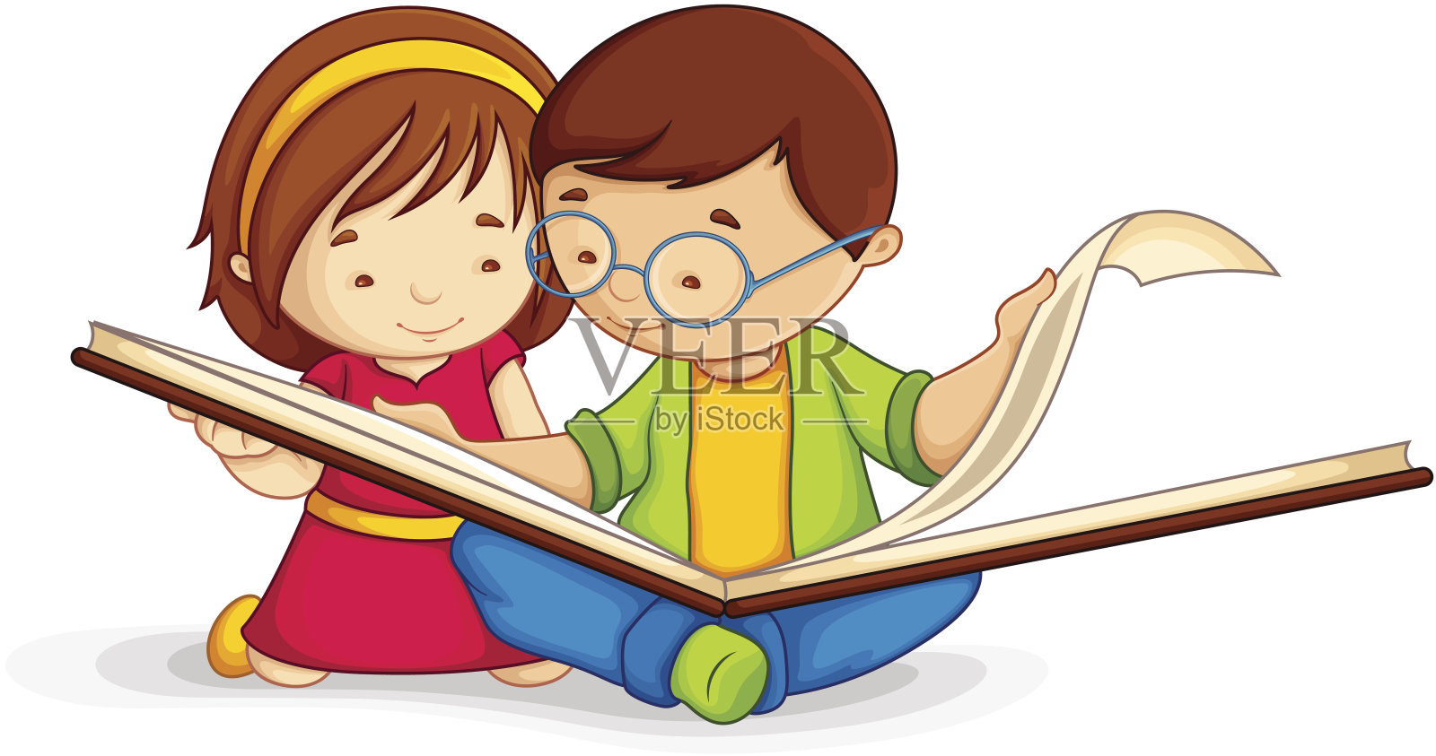 孩子阅读Open Book插画图片素材