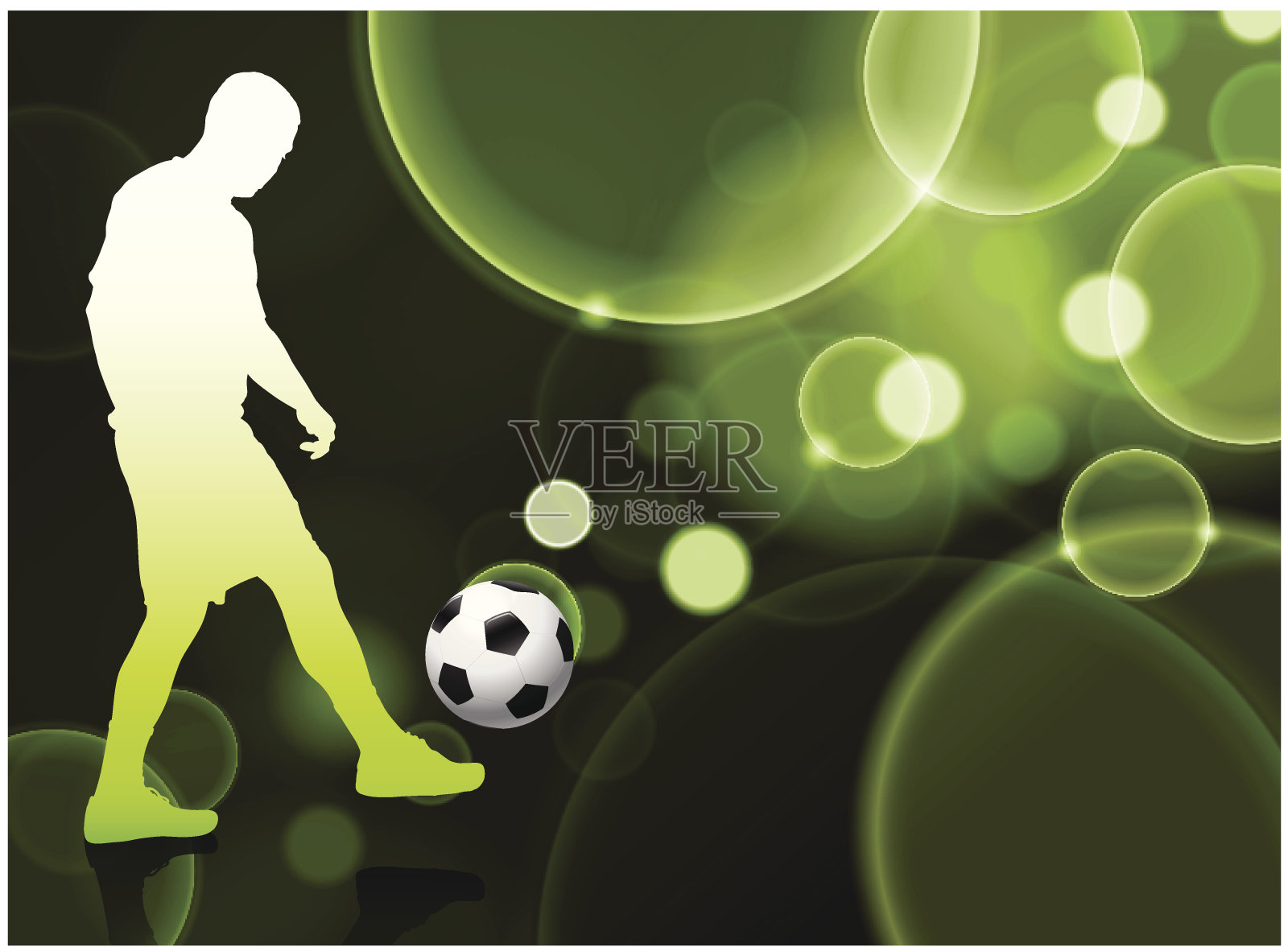 足球运动员在泡沫绿色背景插画图片素材