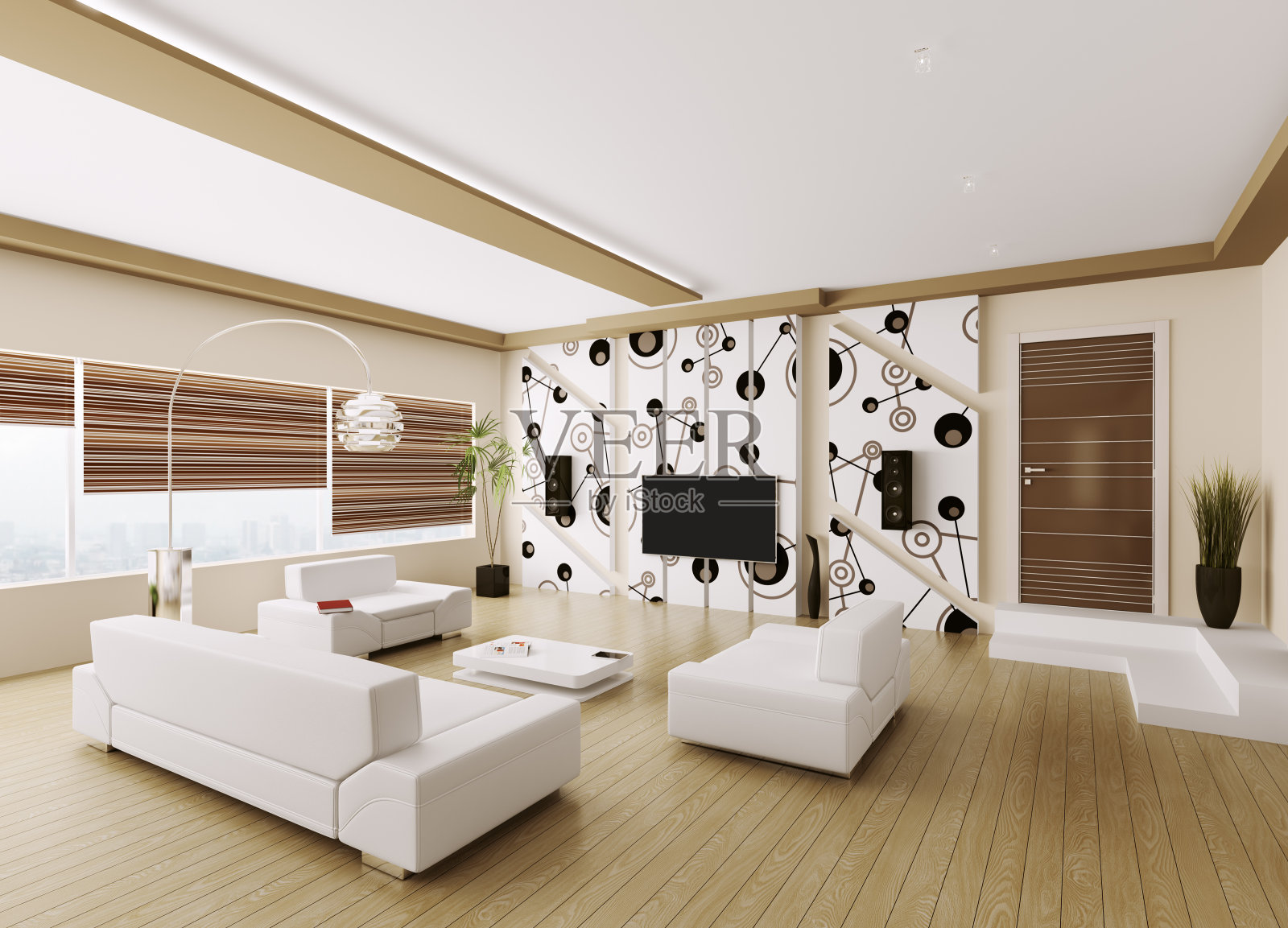 现代客厅室内3d插画图片素材