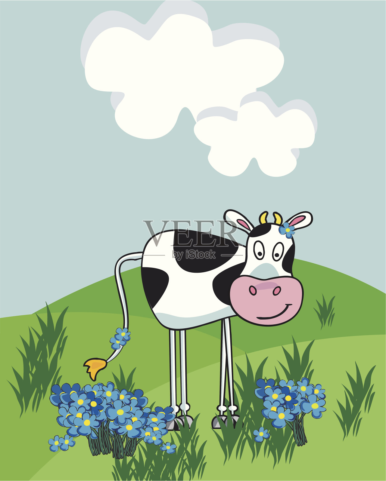 牛在现场插画图片素材