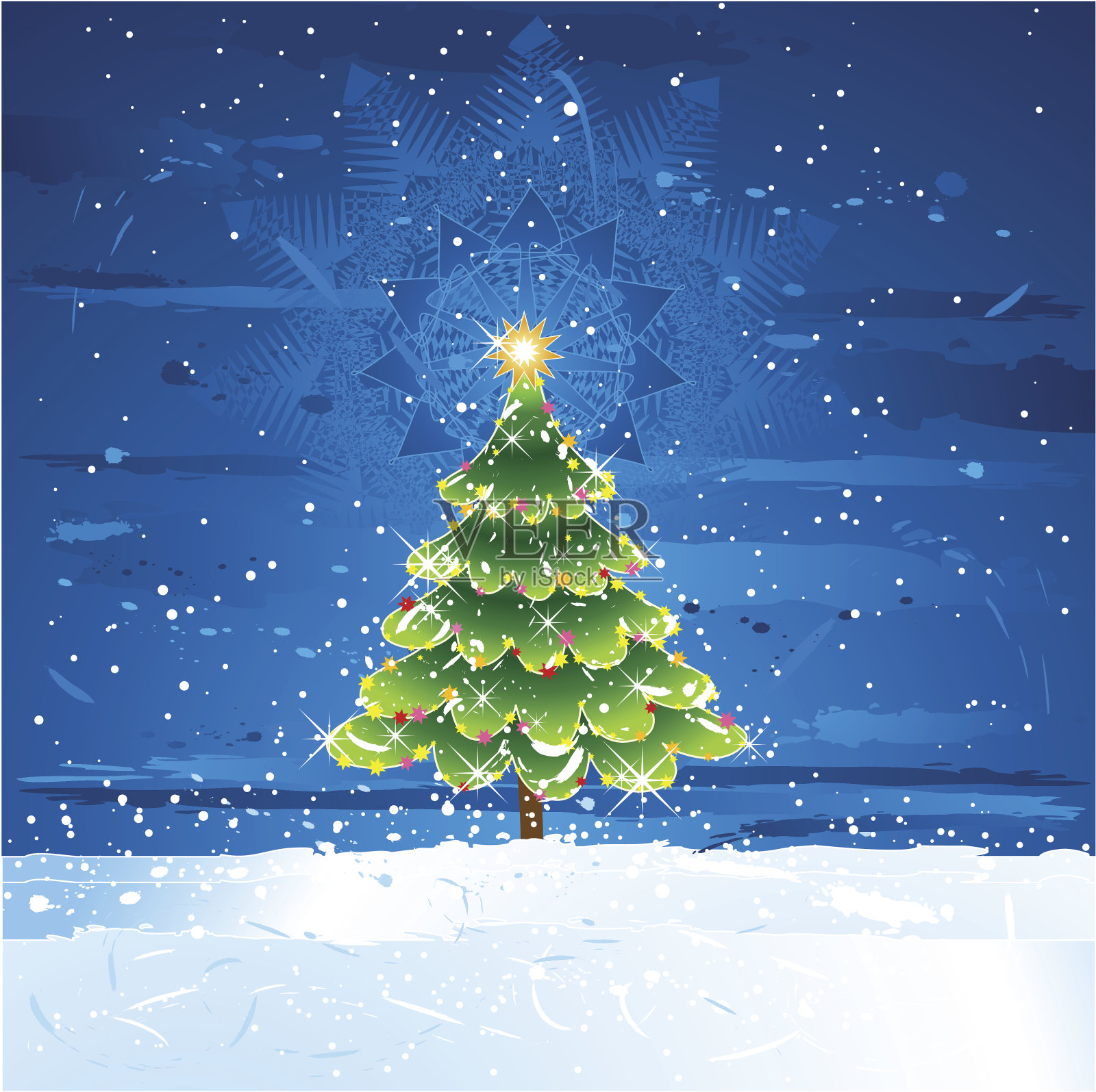 绿色圣诞树插画图片素材
